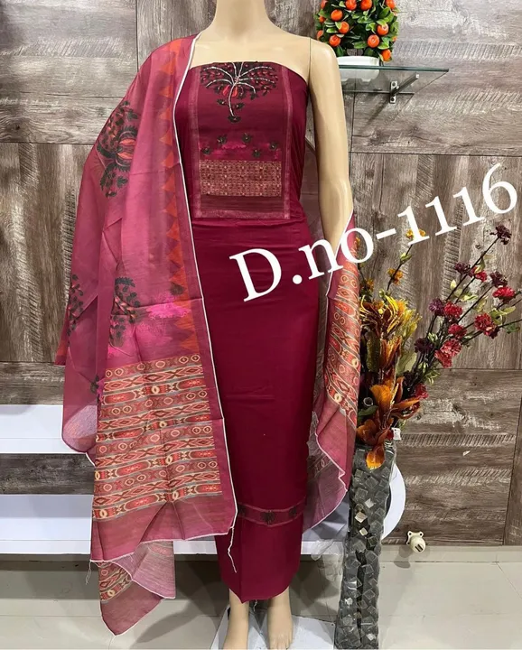 Digital Cotton Dark Shade Designer Silk Dupatta Suit and Dress Material  uploaded by business on 10/19/2023