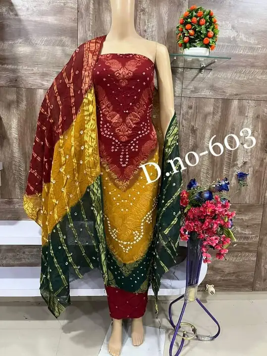 Bandhani Jacquard Designer Suit and Dress Material  uploaded by Zuberiya Global on 10/19/2023