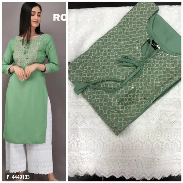 Rayon Cotton Embroidery Kurtis With Palazzo Set uploaded by business on 10/19/2023