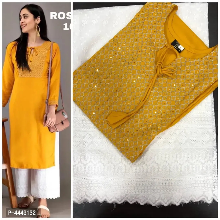 Rayon Cotton Embroidery Kurtis With Palazzo Set uploaded by R M online shop  on 10/19/2023
