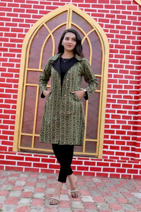New winter collection of Traditional Bagru Hand Block Printed long Jacket with Two pockets uploaded by Craftart creations/ (M)9413043120 on 10/20/2023