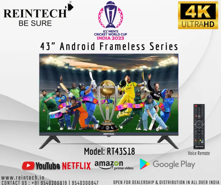 Reintech 43" Android Frameless Series LED TV  uploaded by Reintech Electronics Pvt Ltd. on 10/20/2023