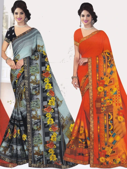 Beautiful Chiffron sarees with blouse piece available  uploaded by Manomaya on 10/21/2023