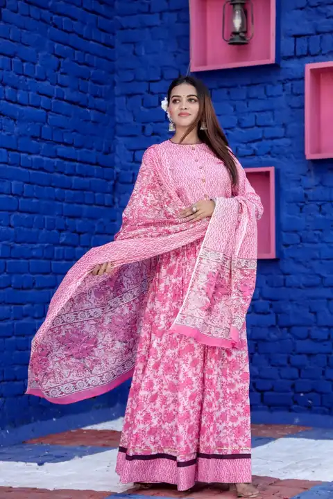 Cotton handblock print langha sets  uploaded by Bagru print shuit, saree, dresses manufacturers on 10/21/2023