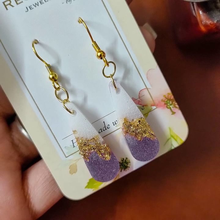 Lavender Gold Teardrop earrings uploaded by business on 3/23/2021