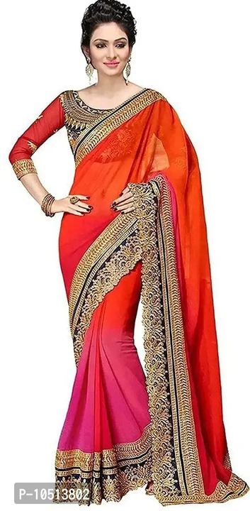 Aksh Fashion Women's Georgette Sarees With Heavy Zari Border Work & Heavy Blouse Work Collection In  uploaded by Best deal on 10/21/2023