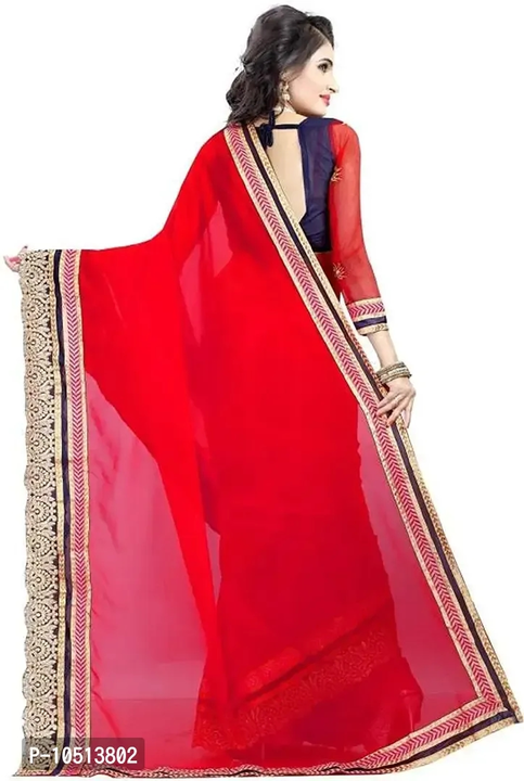 Aksh Fashion Women's Georgette Sarees With Heavy Zari Border Work & Heavy Blouse Work Collection In  uploaded by Best deal on 10/21/2023