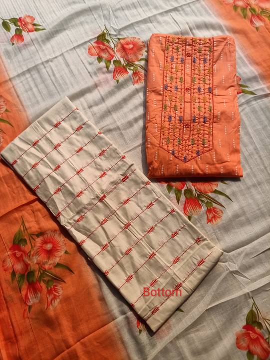 Cotton Embroidery Bottom Work Mal Mal Dupatta Suit and Dress Material  uploaded by business on 10/22/2023