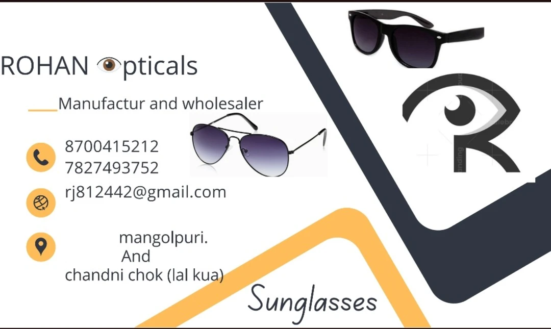 Visiting card store images of Rohan OPTICAL