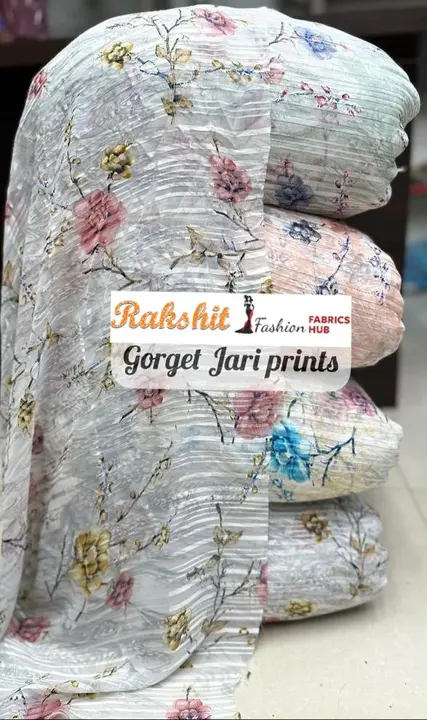 Georgette Satin Jari Print 58’’ Width  uploaded by Rakshit Fashion Fabrics Hub on 10/23/2023