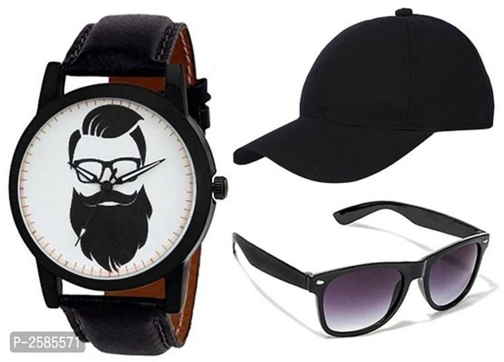 MEN'S ANALOG WATCHES WITH BLACK CAP AND SUN GLASSES uploaded by SN creations on 3/23/2021
