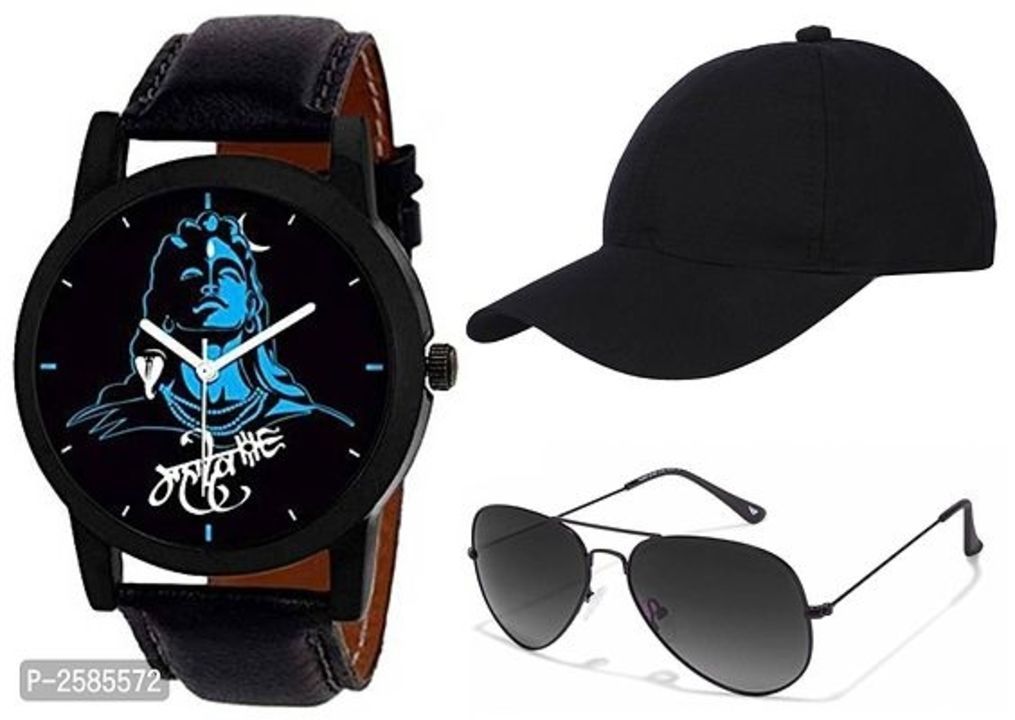 MEN'S ANALOG WATCHES WITH BLACK CAP AND SUN GLASSES uploaded by SN creations on 3/23/2021