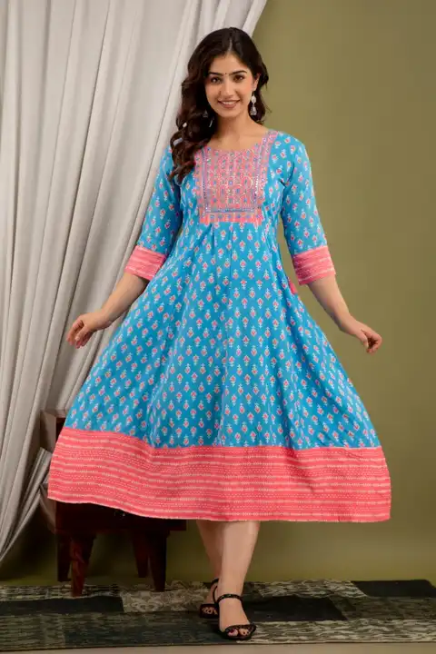 Rayon Printed Kurtis uploaded by Pooja Trends on 10/24/2023