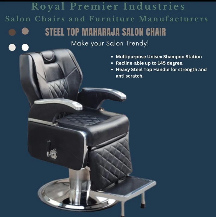 Maharaja Steel Handles Salon Chair  uploaded by business on 10/24/2023