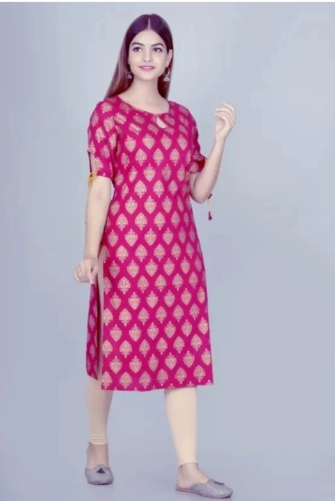 Gold printed kurti uploaded by business on 10/24/2023