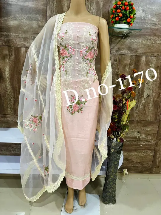 Chanderi Desinger Kashmiri Work Cotton Silk Organza Dupatta Three Piece For Indian Women uploaded by Zuberiya Global on 10/24/2023