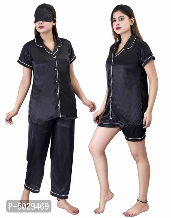 Trendy Satin 4Pcs Night Suit for Women uploaded by R M online shop  on 10/24/2023
