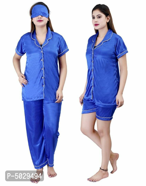Trendy Satin 4Pcs Night Suit for Women uploaded by R M online shop  on 10/24/2023