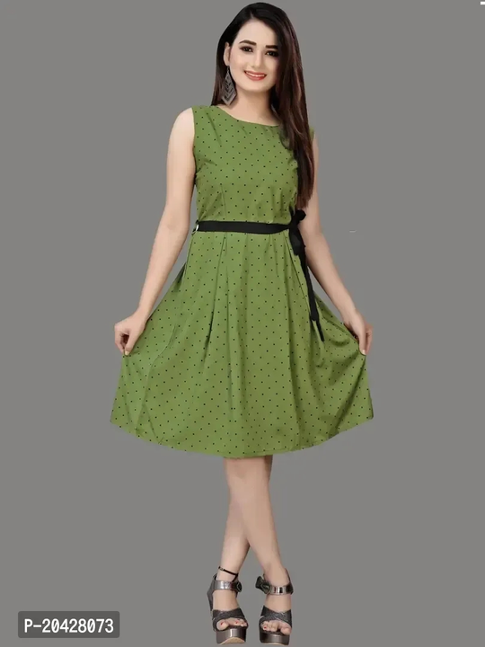 Stylish Green Crepe Printed A-Line Dress For Women uploaded by R M online shop  on 10/24/2023