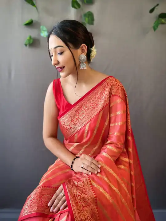 Pure Organza Weaved Saree With Jacquard Border Rich Pallu With Rich Tessels. uploaded by Manasvi Enterprise on 10/25/2023