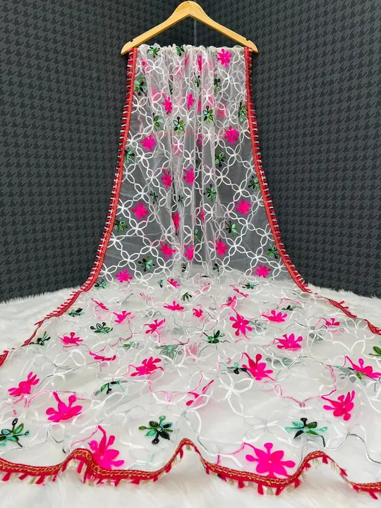 Net Embroidery multi colour women fancy dupatta  uploaded by Miss Lady Fashion on 10/25/2023