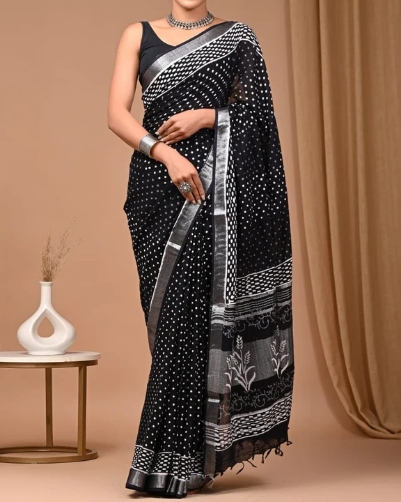 Linen saree  uploaded by business on 10/25/2023