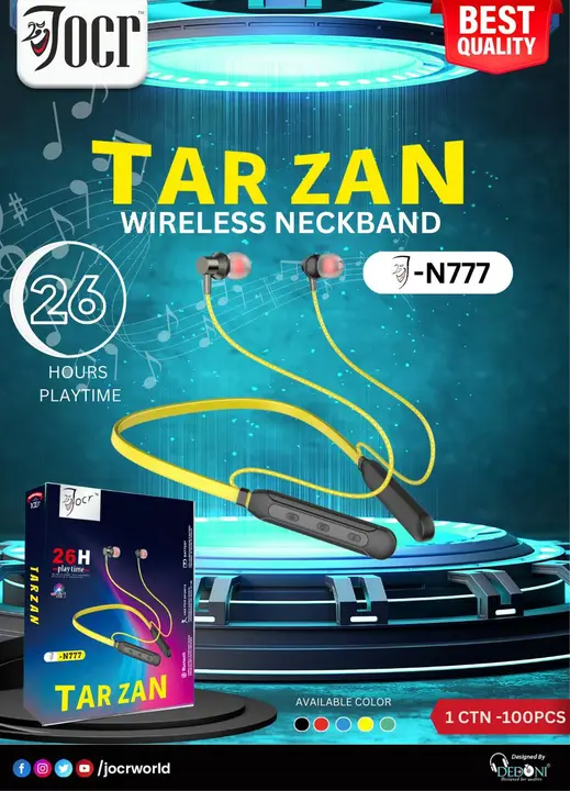 J-N777 TAR ZAN Neckband with 26H Play time  uploaded by Mobile accessories on 10/25/2023