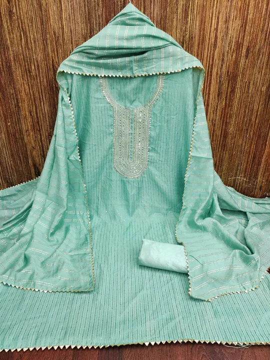 DIABLE CHANDERI CROSET WORK WITH embroidery WORK(2)* uploaded by business on 10/25/2023