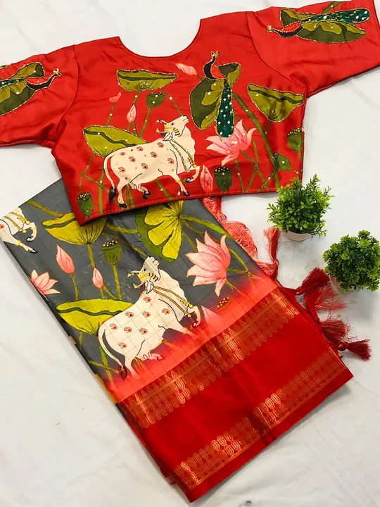 Kalamkari silk saree with stitch Blouse uploaded by SAURYA LIFE STYLE on 10/25/2023