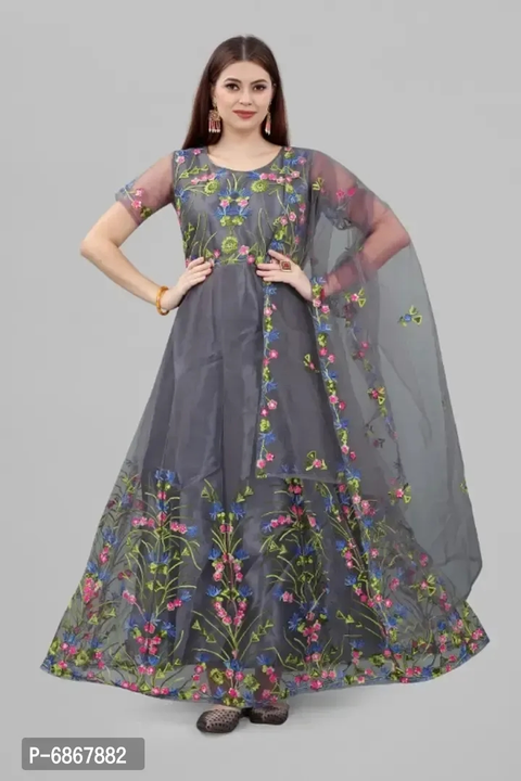 Womens Net Embroidered Semi-Stitched Gown uploaded by R M online shop  on 10/26/2023