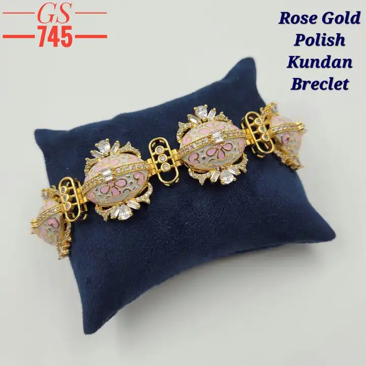 Rose gold polish Kundan bracelet  uploaded by business on 10/26/2023