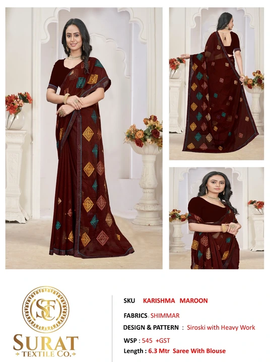 KARISHMA MAROON  uploaded by Surat Textile Co. on 10/26/2023