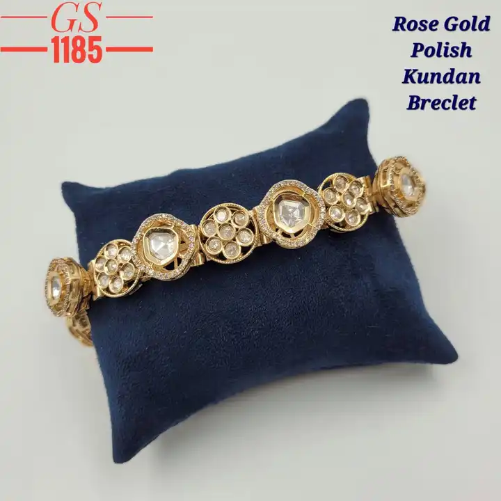 Rose gold polish Kundan bracelet  uploaded by business on 10/26/2023