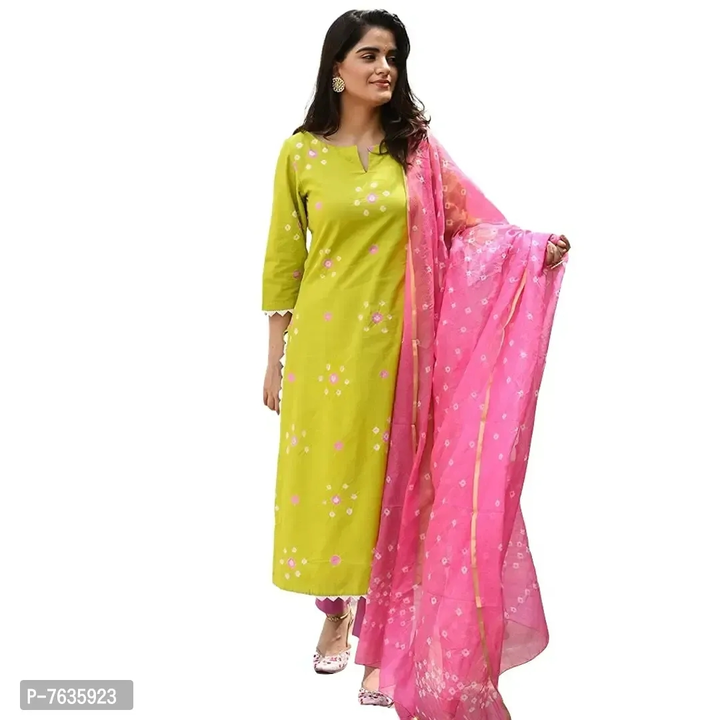ANNI DESIGNER Women's Cotton Straight Printed Kurta with Pant  Dupatta (Banki Green)

Size: 
L
XL
M
 uploaded by SUHANSI FASHION on 10/26/2023