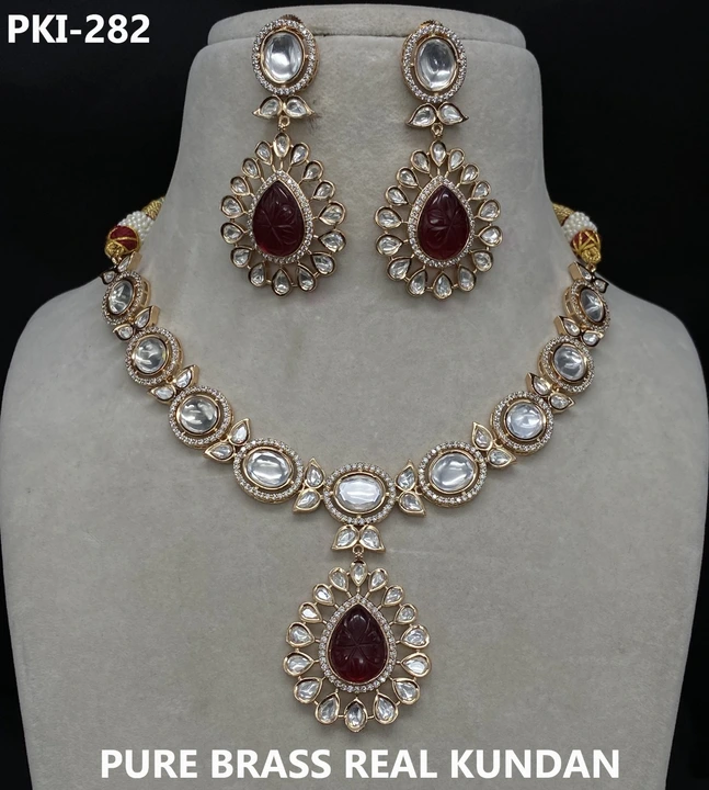 Pure brass real Kundan nacklace set  uploaded by business on 10/26/2023