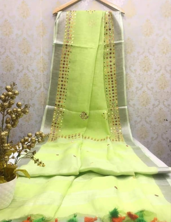 Cotton slub saree hand embroidery  uploaded by Harsh textile on 10/26/2023