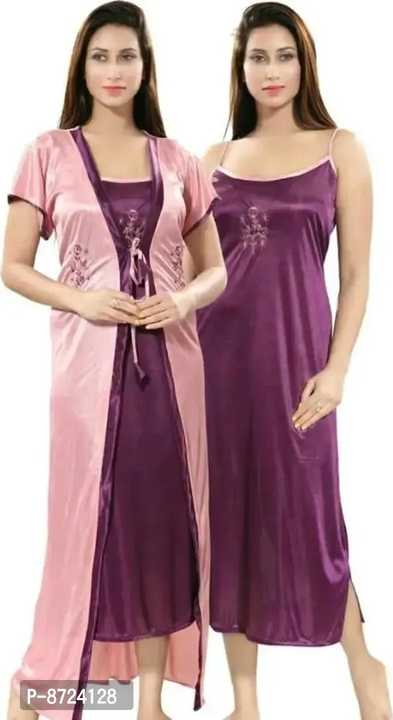 Trendy Multicolored 2-In-1 Night Gown With Robes In Satin For Women uploaded by R M online shop  on 10/26/2023