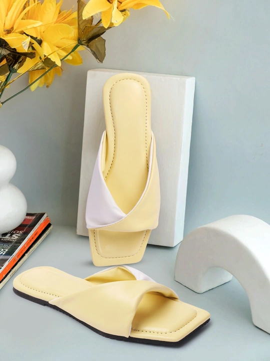 Trending yellow White woman flat slipper slipper with very sordid material  Slip on chappal for Ladi uploaded by business on 10/27/2023