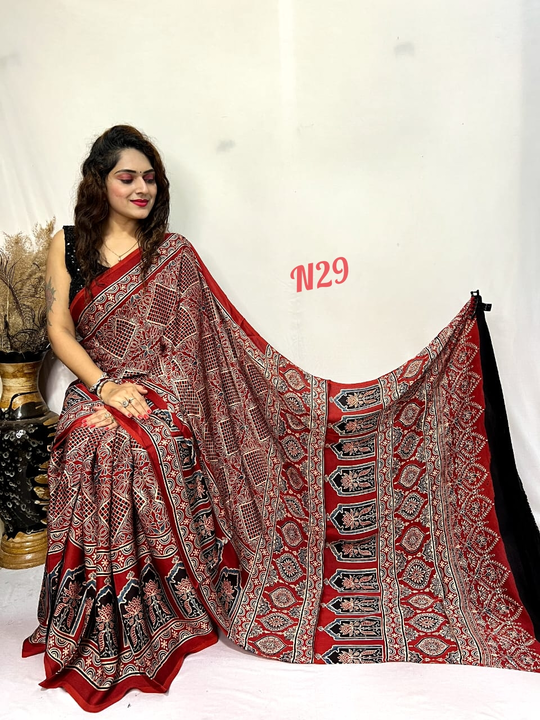 Pure Modal Silk Material

Ajrakh Hend Block Print Saree

Best Quality uploaded by business on 10/27/2023