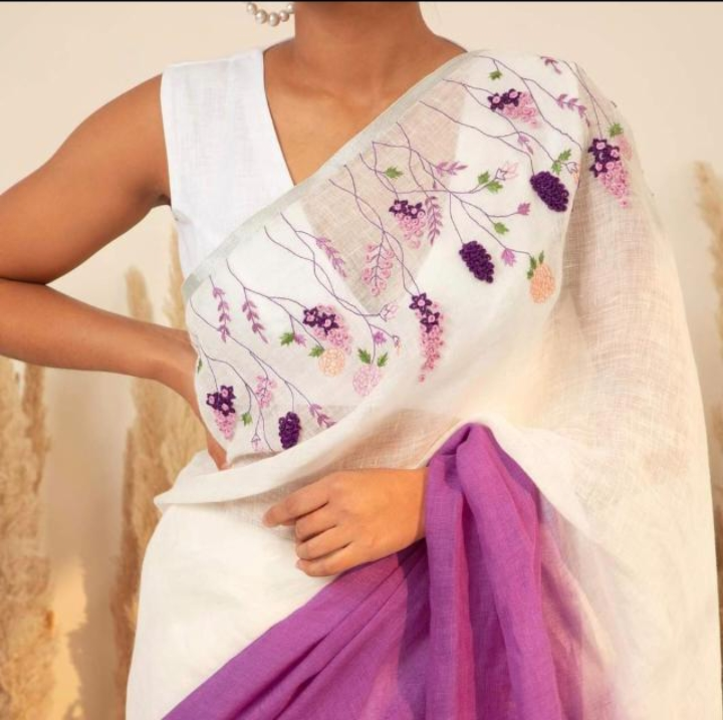 Cotton slub saree embroidery  uploaded by Harsh textile on 10/27/2023