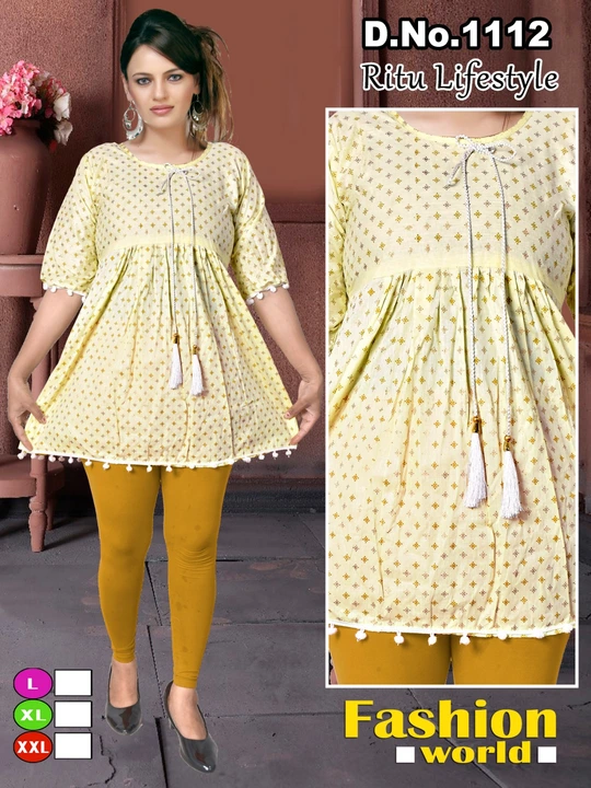 Rate: 120/_     cotton heavy tunic kurtie 
Size:free uploaded by Ridhi Sidhi Creation 9512733183 on 10/27/2023