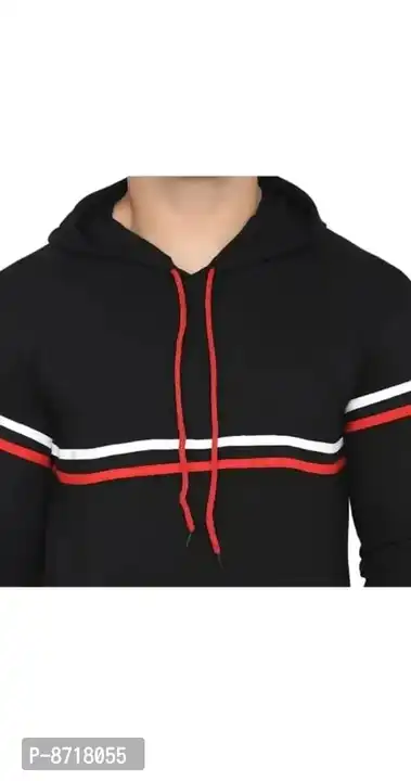 Men's Black Cotton Blend Hoodie with stripes uploaded by business on 10/27/2023