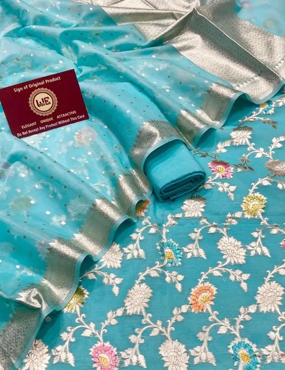 New Banarasi Pure Mercerised woven design with hand brush Suite uploaded by business on 10/27/2023