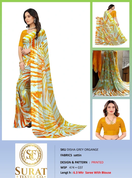 DISHA GREY ORGANGE uploaded by Surat Textile Co. on 10/28/2023