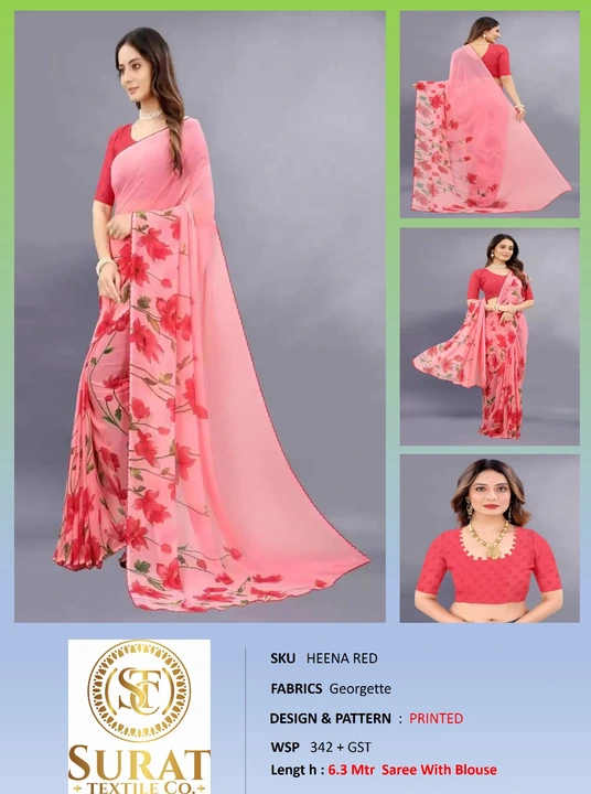 HEENA_ RED uploaded by Surat Textile Co. on 10/28/2023