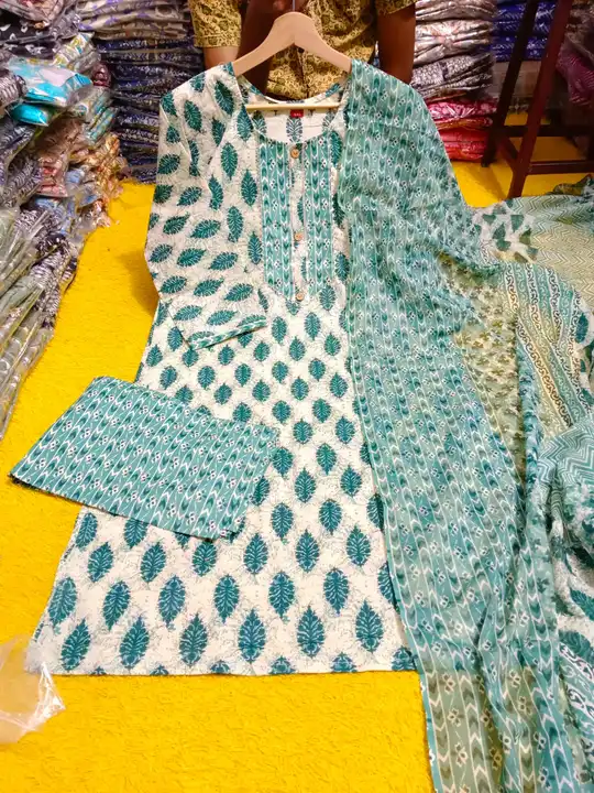 Cotton fabric kurta pant dupatta set  uploaded by Kabir Fashion World on 10/28/2023