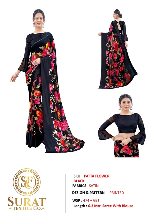 PATTA_ FLOWER BLACK  uploaded by Surat Textile Co. on 10/28/2023