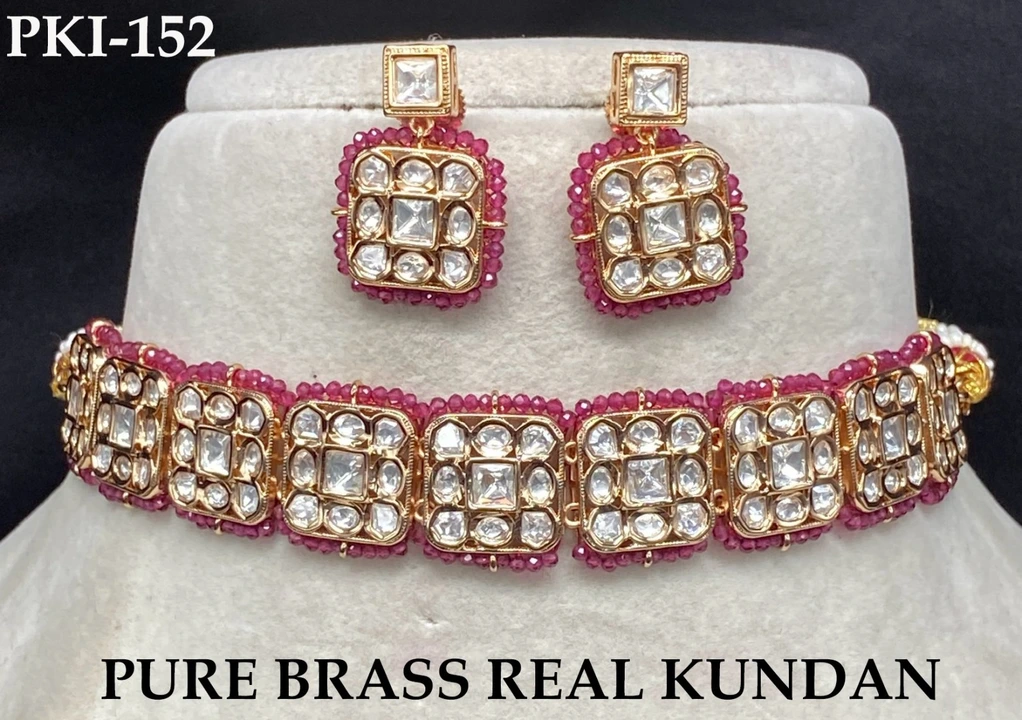 Pure brass real Kundan choker necklace set  uploaded by business on 10/28/2023
