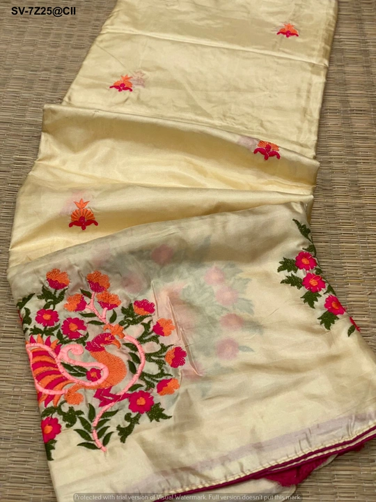 Paper silk with embroidery worj uploaded by Suyukti Creation on 10/28/2023