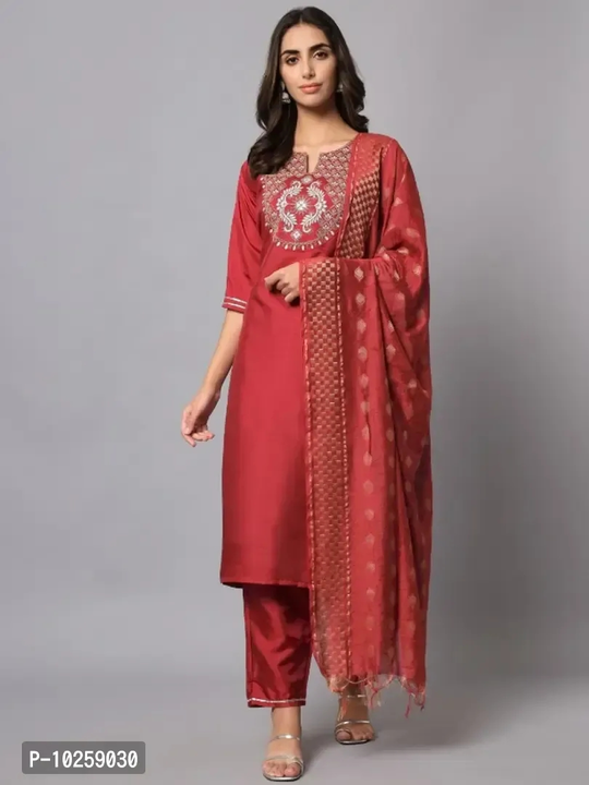 Exclusive Silk Heavy Embroidery Work Round Neck Straight Kurta With Pant  Dupatta for Womens

  uploaded by business on 10/29/2023